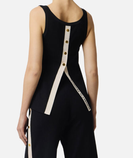 TOP IN MAGLIA CON BANDE IN VISCOSA LUCIDA