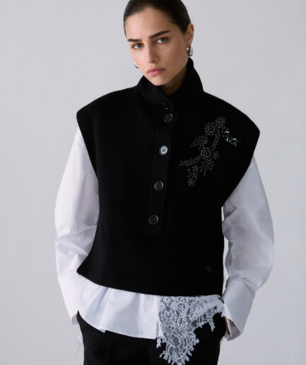 GILET IN LANA CON RICAMI GIOIELLO