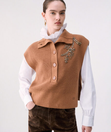 GILET IN LANA CON RICAMI GIOIELLO