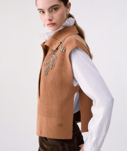GILET IN LANA CON RICAMI GIOIELLO