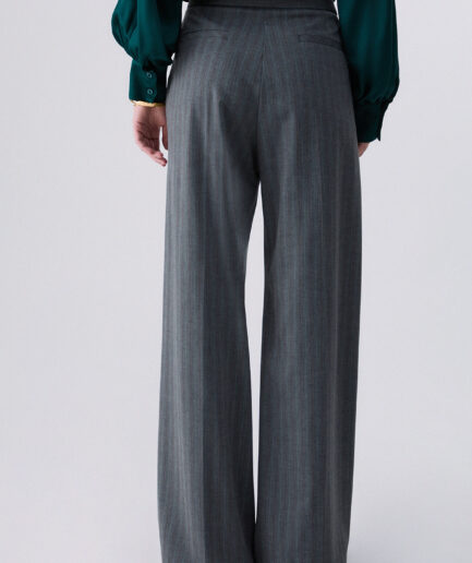 PANTALONI GESSATI IN MISTO LANA