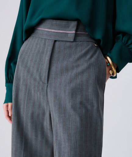 PANTALONI GESSATI IN MISTO LANA