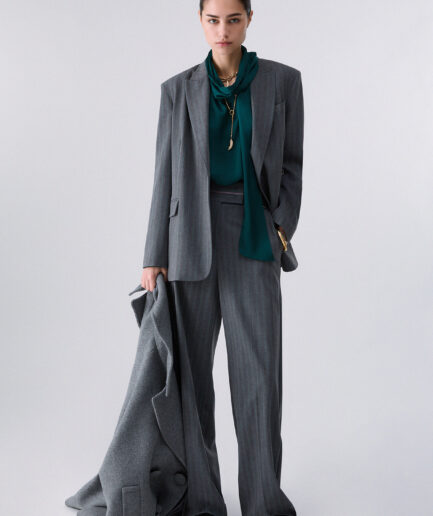 PANTALONI GESSATI IN MISTO LANA