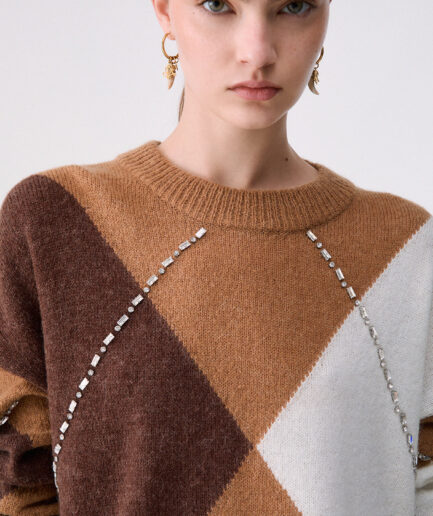 MAGLIA ARGYLE CON RICAMI GIOIELLO