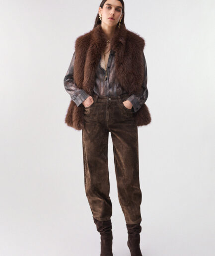 GILET IN PELLICCIA SINTETICA CON CINTURA