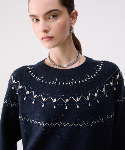 MAGLIA IN LANA CON RICAMI GIOIELLO